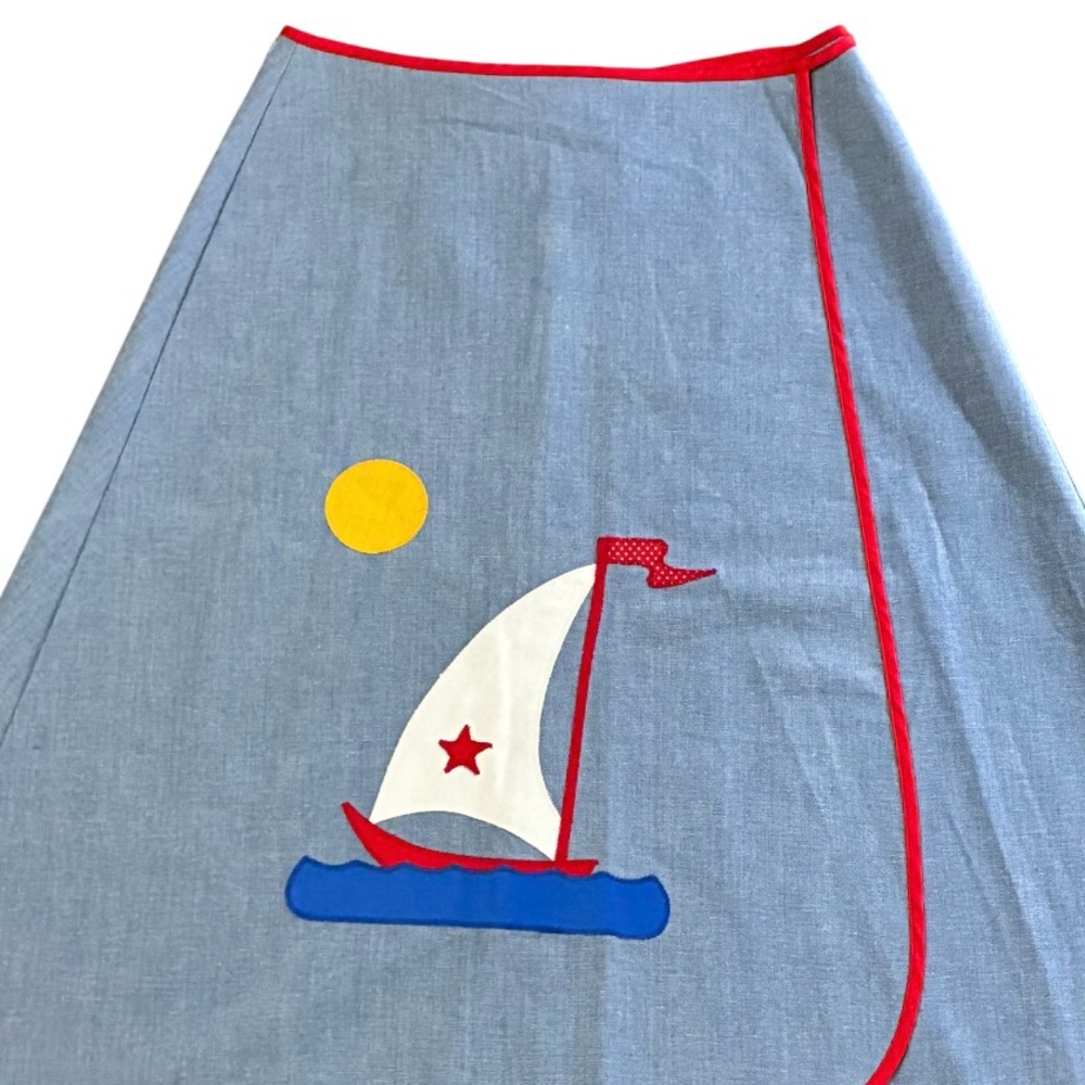 Vintage Wild Iris Wrap Skirt Nautical Sailboat Women's SZ LG 13-14 A-Line Skirt